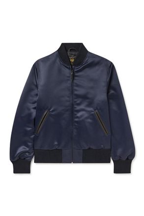 Golden Bear Sportswear Sukajan Leather-Trimmed Satin Bomber Jacket