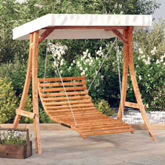 vidaXL Tumbona Columpio Con Toldo Madera Maciza Abeto Acabado De Teca Vidaxl