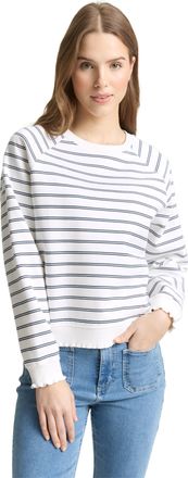 Tom Tailor Denim Sweatshirt TOM TAILOR DENIM, Damen, Gr. XXL, sanftes wei&szlig; navy stripe, Sweatware, Obermaterial: 70% Baumwolle, 30% Polyester, gestreift, regular fit n