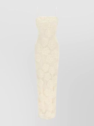 Rotate floral-appliqu&eacute; off-shoulder maxi dress