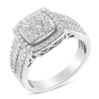 House of Brilliance 10K White Gold 1.0 Cttw Diamond Halo Cluster Ring at Nordstrom, Size 7.25