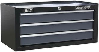 Loops 605 x 310 x 275mm BLACK 3 Drawer MID-BOX Tool Chest Lockable Storage Cabinet