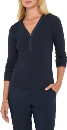 Nic+Zoe Trimmed Knit Rib V-Neck Top in Dark Indigo at Nordstrom, Size Xx-Large