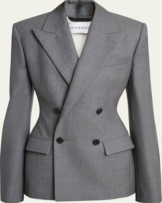 Givenchy Double Breasted Slim Fit Wool Blazer