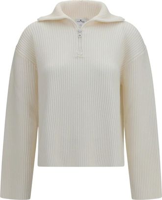 Courr&egrave;ges Su&eacute;ter de punto acanalado con cremallera - Knitwear - Mujer - Beige - S
