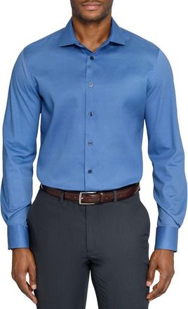W.R.K Slim Fit Micro Geo Reworked Cotton Dress Shirt in Navy/Blue at Nordstrom, Size 17.5 - R