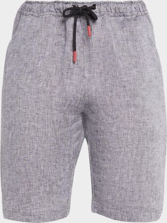 Kiton Linen Drawstring Mid-Rise Shorts