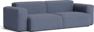 HAY Mags Soft Sofa 2,5-Sitzer mit niedriger Armlehne, Kombination 1, blau (Linara 198) / N&auml;hte: beige (Filzgleiter)