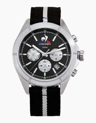 Le Coq Sportif Mens Essentiel Black Fabric Strap Digital Watch - Black/Multi - Size: ONE size