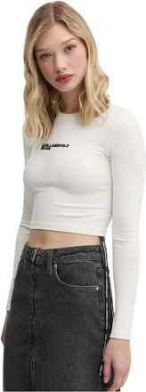 Karl Lagerfeld Top de Manga Larga Fruncido - Tops - Mujer - Beige - L