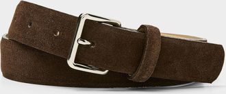 Simons Womens Square-buckle brown suede belt