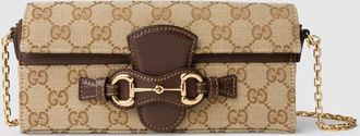 Gucci Wallet On Chain With Horsebit, Beige, GG Canvas