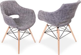 Life Interiors Life Interiors - Juego De 2 Sillones De Tela Olivia Eiffel De 1/2/4 - Gris - Grey