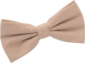 DQT Plain Suede Wedding Tuxedo Casual Pre-Tied Bow Tie for Men in Tan