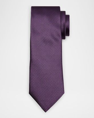 Ermenegildo Zegna Mens Tonal Geometric Jacquard Tie