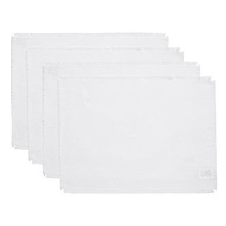 Solino Home Linen Placemats - Fringe, 14 x 19 in White at Nordstrom, Size Medium