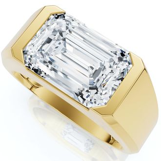 Pompeii3 Certified 4Ct Mens Gabriel Emerald Diamond Ring 10k Gold Lab Grown