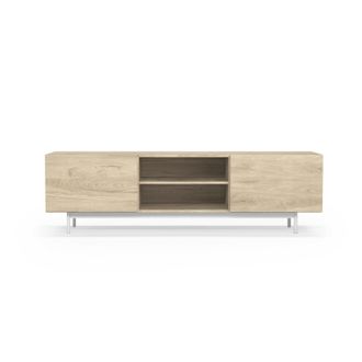 HERDASA Mueble Tv, Colecci&oacute;n Printed, En Melamina Con 2 Puertas Y 2 Estantes Abiertos. Roble