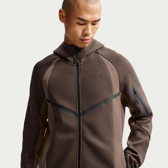 Nike Mens Tech Color-Block Full-Zip Fleece Windrunner Jacket in Brown | IF1325-237