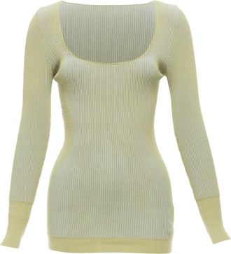 Jacquemus Rosa Ribbed Scoop Neck Fitted Long Sleeve Top