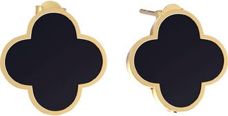 Gabi Rielle Onyx Clover Stud Earrings in Gold at Nordstrom Rack