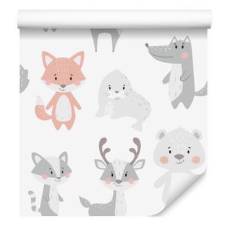 OEM Carta Da Parati Con Animali Sorridenti In Colori Pastello Per Soggiorno E Camera Da Letto, 50x1000 Cm