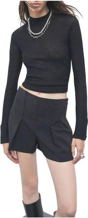 Patrizia Pepe Stretch Shorts - Dames - Korte Broeken - Zwart - M - Leer - Korte Broeken