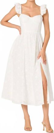 Astr Wedelia Ruffle Strap Eyelet Corset Midi Dress In White