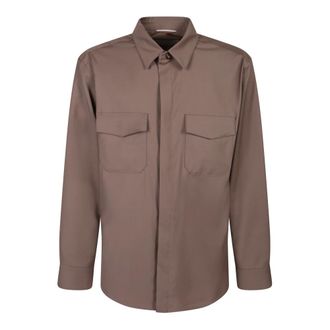 Canali Casual Shirts, male, Beige, Size: 2XL Travel Wool Overshirt