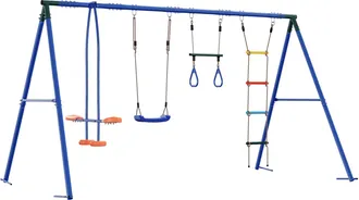 vidaXL Juego De Columpios Exterior Multicolor Acero Y Pe Vidaxl