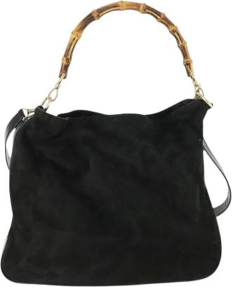 Gucci Pre-owned Handbags, female, Black, Size: ONE SIZE Pre-owned Vintage bamboo hobo
