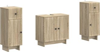 vidaXL Juego De Gabinete De Ba&ntilde;o De 2 Piezas Ede Roble Sonoma Vidaxl