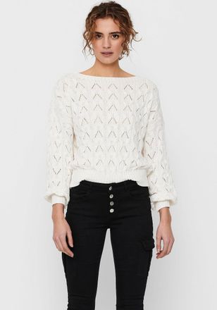 Only Strickpullover ONLY ONLBRYNN LIFE STRUCTURE L/S PUL KNT, Damen, Gr. XS, weiss (cloud dancer), Strick, Obermaterial: 70% Baumwolle, 30% Polyester, unif