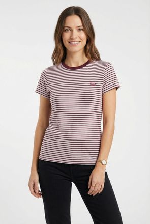 Levi's T-Shirt LEVIS PERFECT TEE, Damen, Gr. XS (34), anita stripe zinfandel, Single Jersey, Obermaterial: 100% Baumwolle, figurbetont normal, Rundhals, Shir