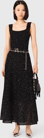 Maje Rhinestone Knit Maxi Dress - Black - Maje