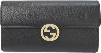 Gucci Black Leather Long Wallet (Bi-Fold) (Pre-Owned)