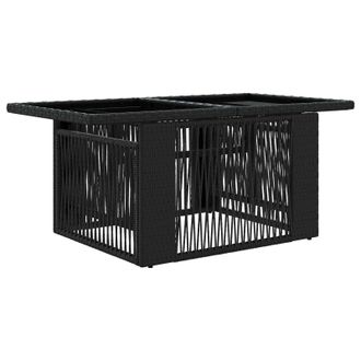 vidaXL Mesa De Jard&iacute;n Negro 100 X 55 X 37 Cm Rattan Pe Y Cristal Vidaxl