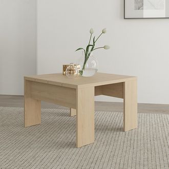 Dmora Mesa De Centro Magre, Forma Cuadrada, Color Tablero Marr&oacute;n, Matiz De Estructura Roble, 67x67x43h Cm Marr&oacute;n Roble
