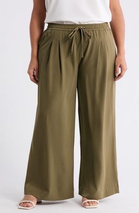 Lyss&eacute; Mae Pleated Drawstring Pants in Olive Leaf at Nordstrom, Size 2 X