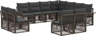 vidaXL Conjunto De Sof&aacute;s De Jard&iacute;n 11 Uds. Gris Rat&aacute;n Sint&eacute;tico Vidaxl