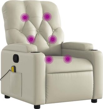 vidaXL Vidaxl - Sill&oacute;n Reclinable De Masaje Cuero Sint&eacute;tico Crema