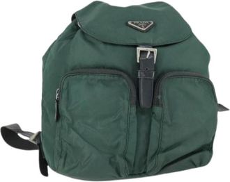 Prada Pre-owned Nylon Rugzak - Dames - Vintage Rugzakken - Groen - ONE Size - Nylon - Vintage