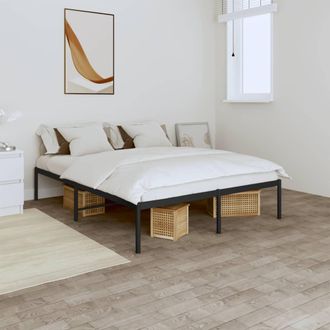 vidaXL Estructura De Cama Sin Colch&oacute;n Metal Negro 140x200 Cm Vidaxl