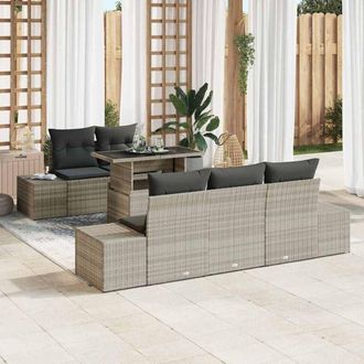 vidaXL Vidaxl - Conjunto De Sof&aacute; De Jard&iacute;n 6 Pcs Gris Claro 100 X 55 X 73 Cm