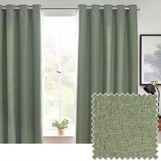 furn. Dawn Blackout Eyelet Curtain Pair in Light Green | Size: 229 cm width x 229 cm drop