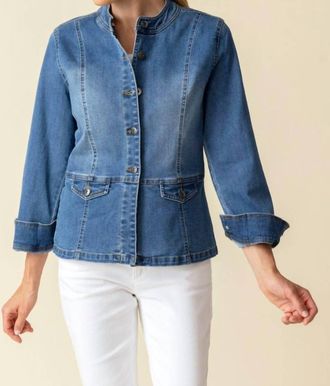 Habitat Stretch Moto Jacket In Medium Denim