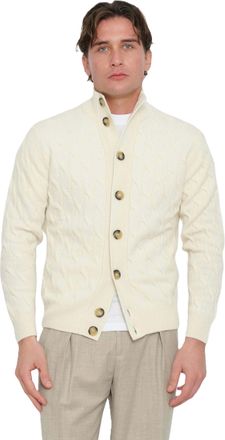 Paolo Fiorillo Textured Cable Knit Cardigan With High Collar