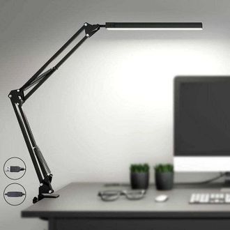 OEM L&aacute;mpara De Escritorio Led Potente Con Pinza - L&aacute;mpara Led Con Protecci&oacute;n Ocular - 3 Modos De Iluminaci&oacute;n X 10 Niveles De Brillo - Negra [clase Energ&eacute;t