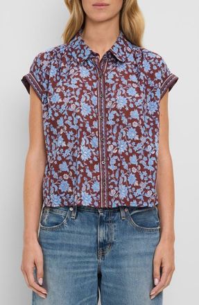 Michael Stars Liliane Print Button-Up Shirt in Sky Border Print at Nordstrom, Size X-Small