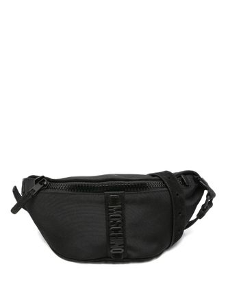 Moschino logo-lettering belt bag - men - Calf Leather/Polyester/Cotton - One Size - Black